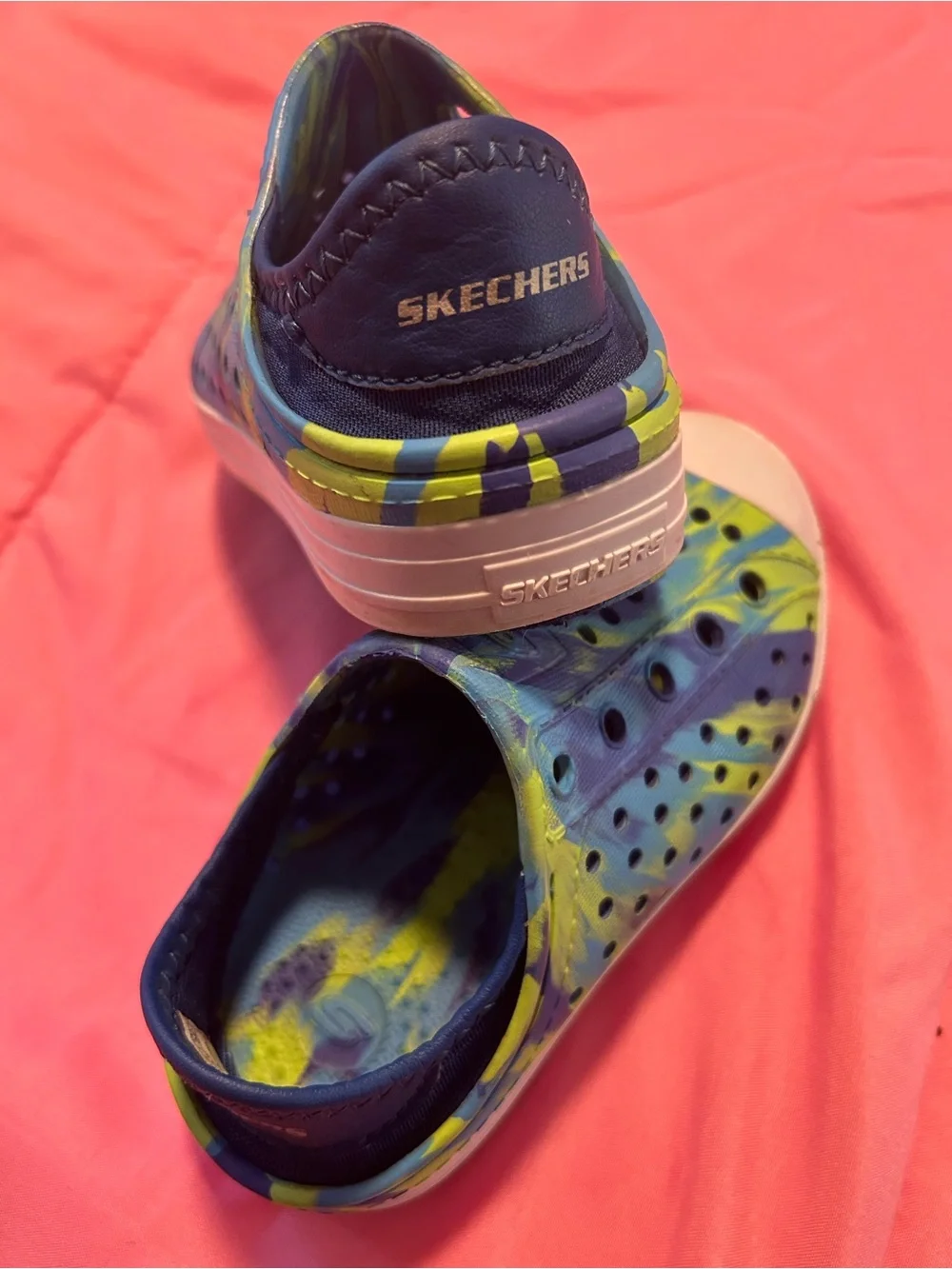 Skechers Kids Slip-On Water Shoes - Blue, Green, Yellow Tie-Dye